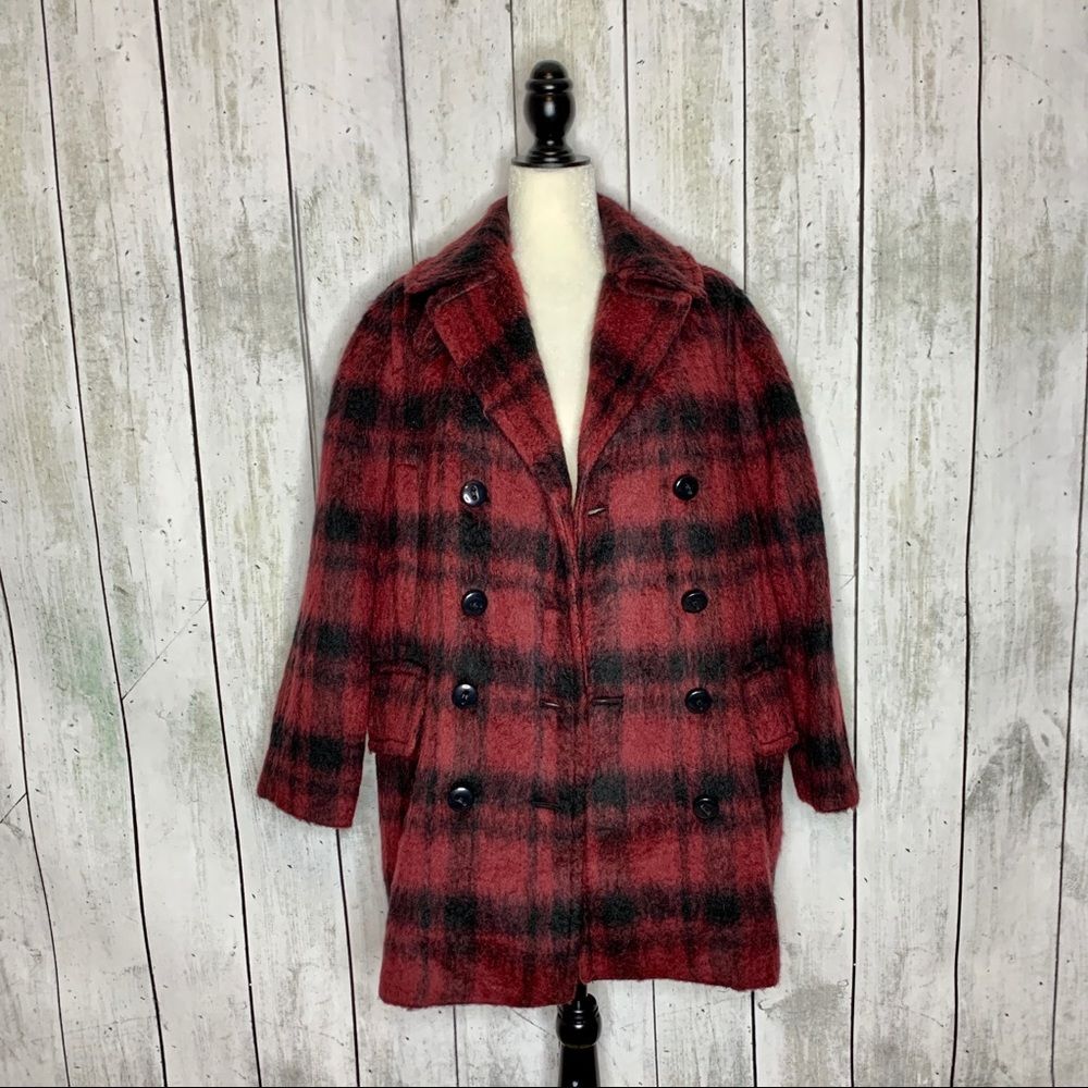 Coach Cranberry Wool Pea Coat K5
